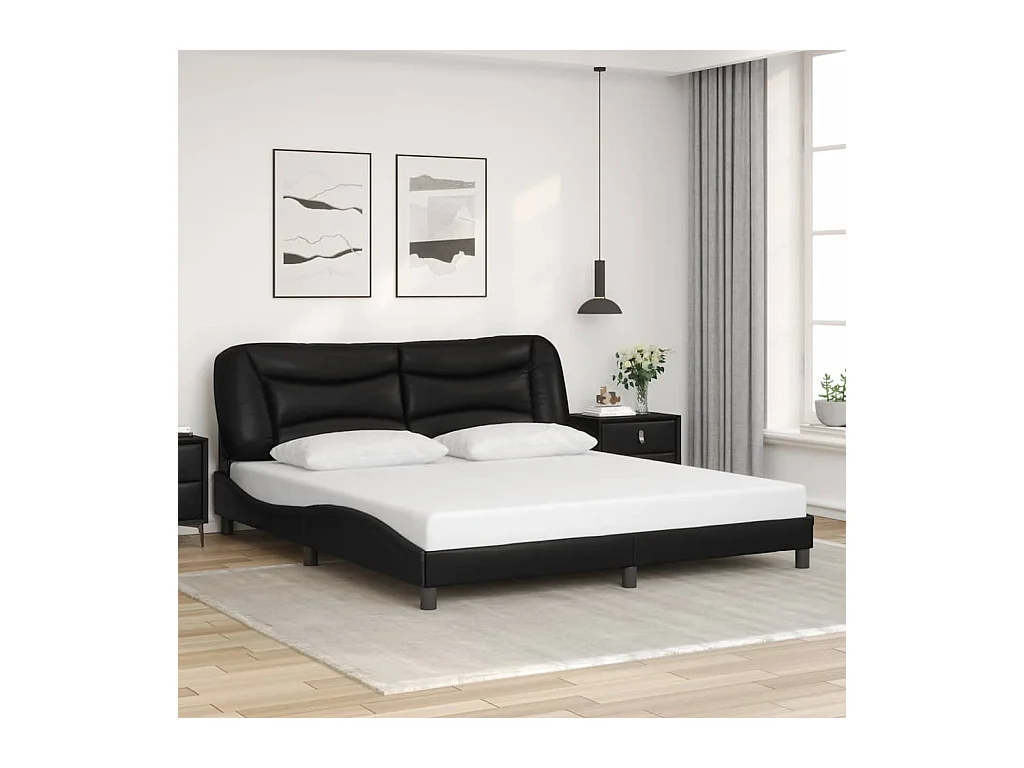 Bedframe met LED zonder matras zwart 180x200 cm