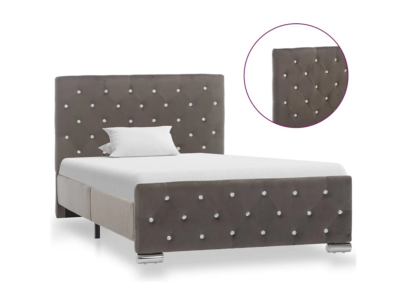 Struttura letto senza materasso velluto grigio 100x200 cm