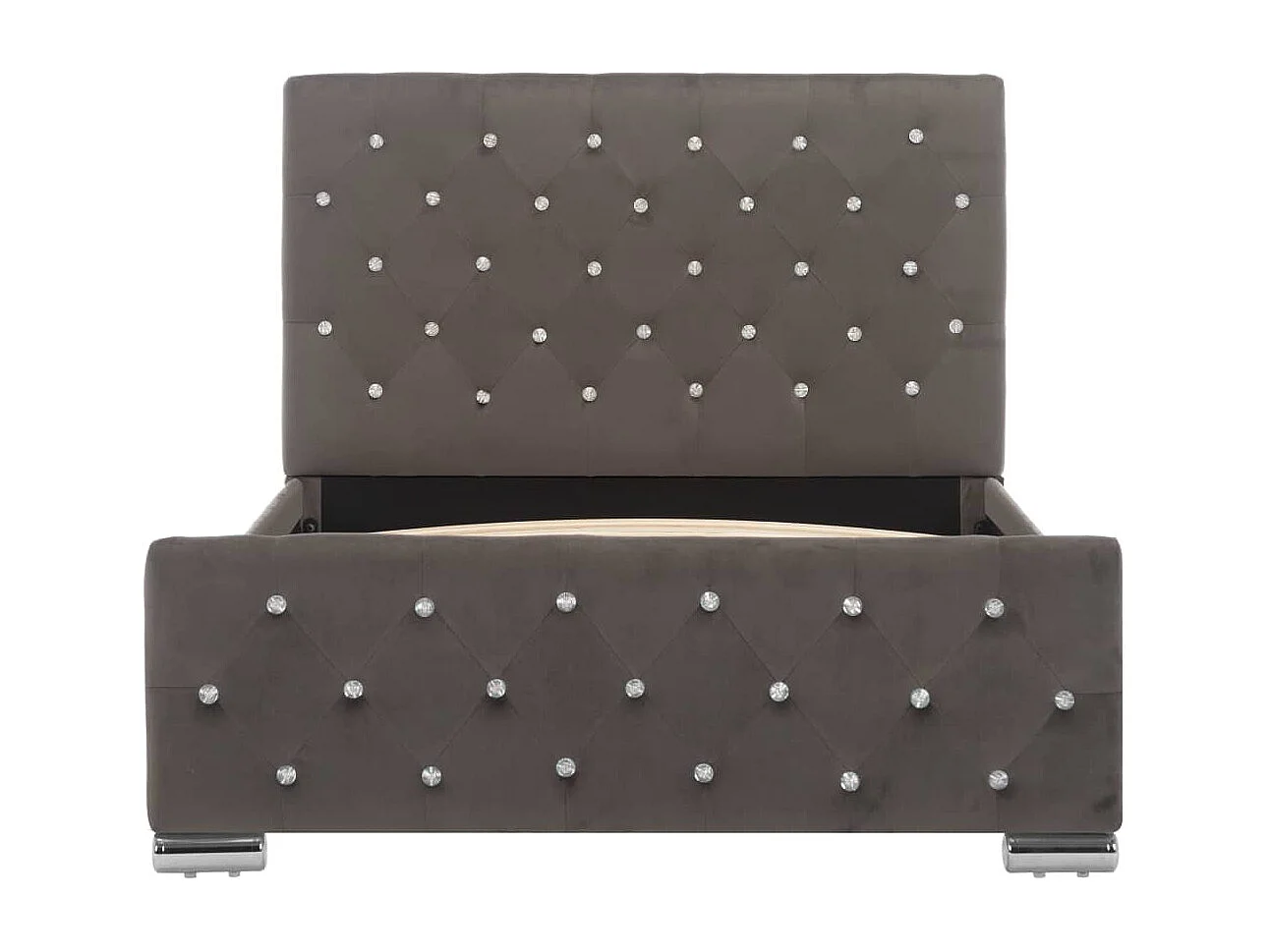 Struttura letto senza materasso velluto grigio 100x200 cm