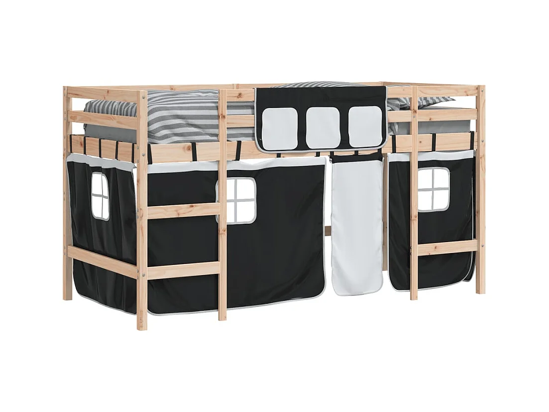 Kinderhoogslaper met gordijnen zonder matras 90x190 cm