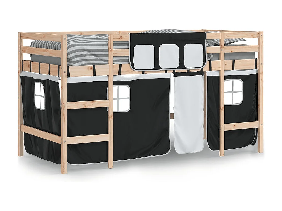 Cama alta infantil con cortinas sin colchón 90x190 cm