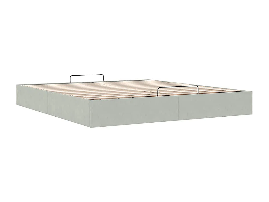 Cadre de lit ottoman sans matelas gris clair 160x200 cm velours