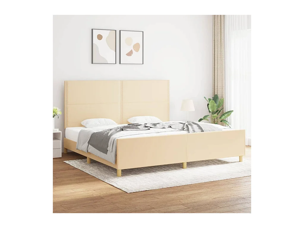 Bedframe zonder matras crème 200x200 cm stof
