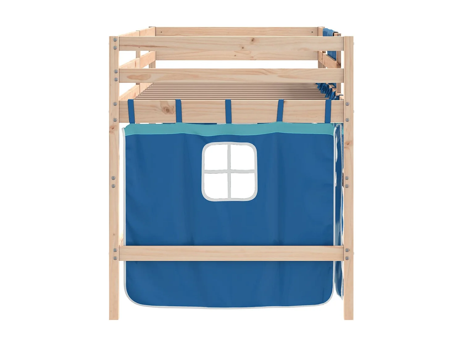 Lit mezzanine enfants avec rideaux sans matelas bleu 90x200cm