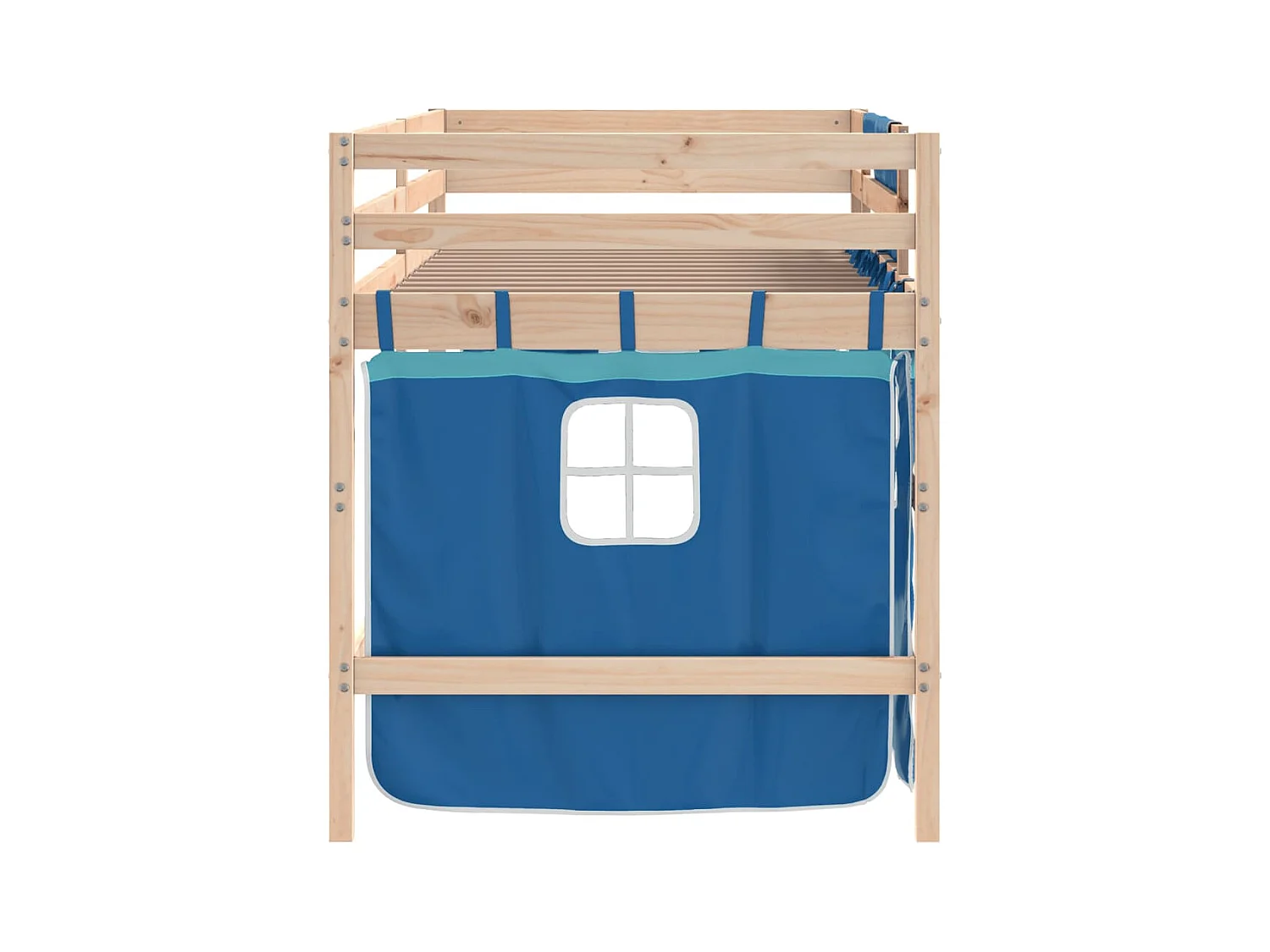 Kinderhoogslaper met gordijnen zonder matras blauw 90x200cm