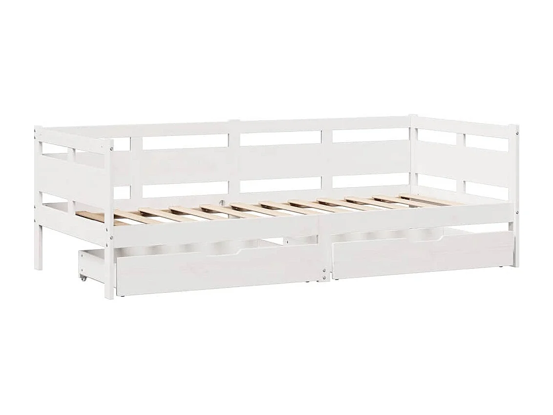 Cama de día y cajones sin colchón blanco 90x190 cm madera maciza
