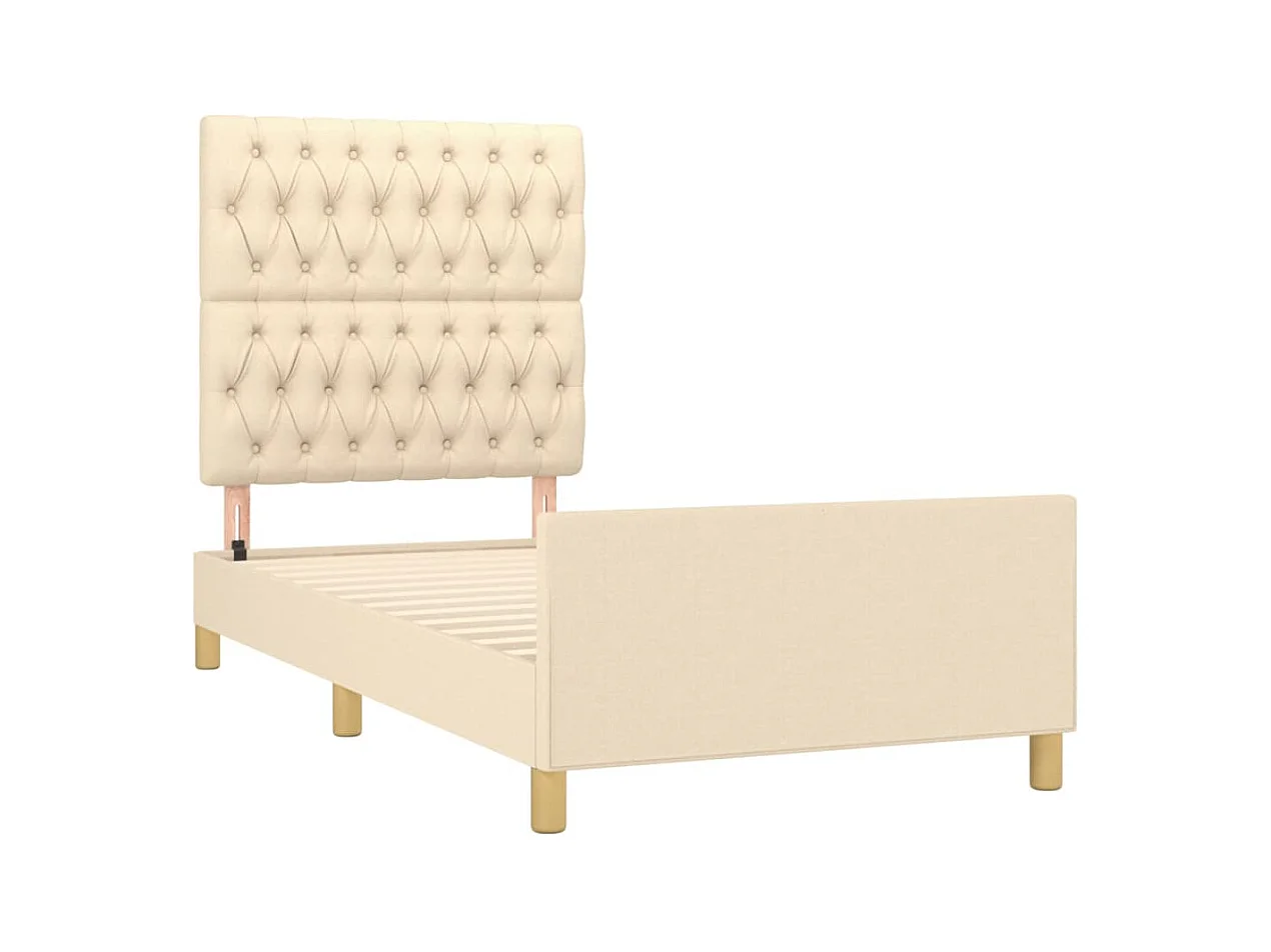 Cadre de lit sans matelas crème 100x200 cm tissu