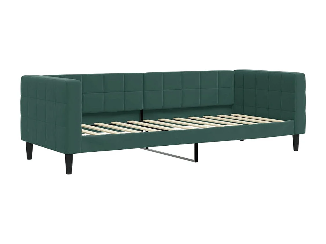Divano letto con materasso verde scuro 80x200 cm in velluto