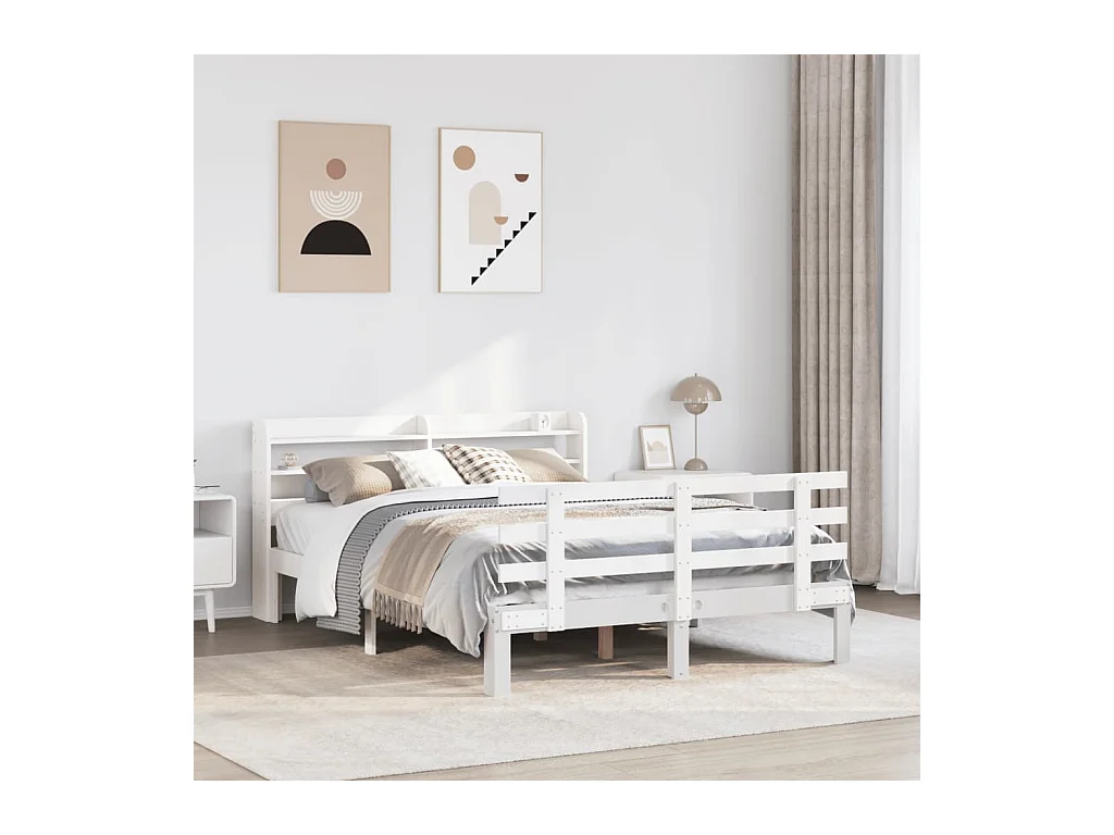 Struttura letto con testiera senza materasso bianco 140x190 cm