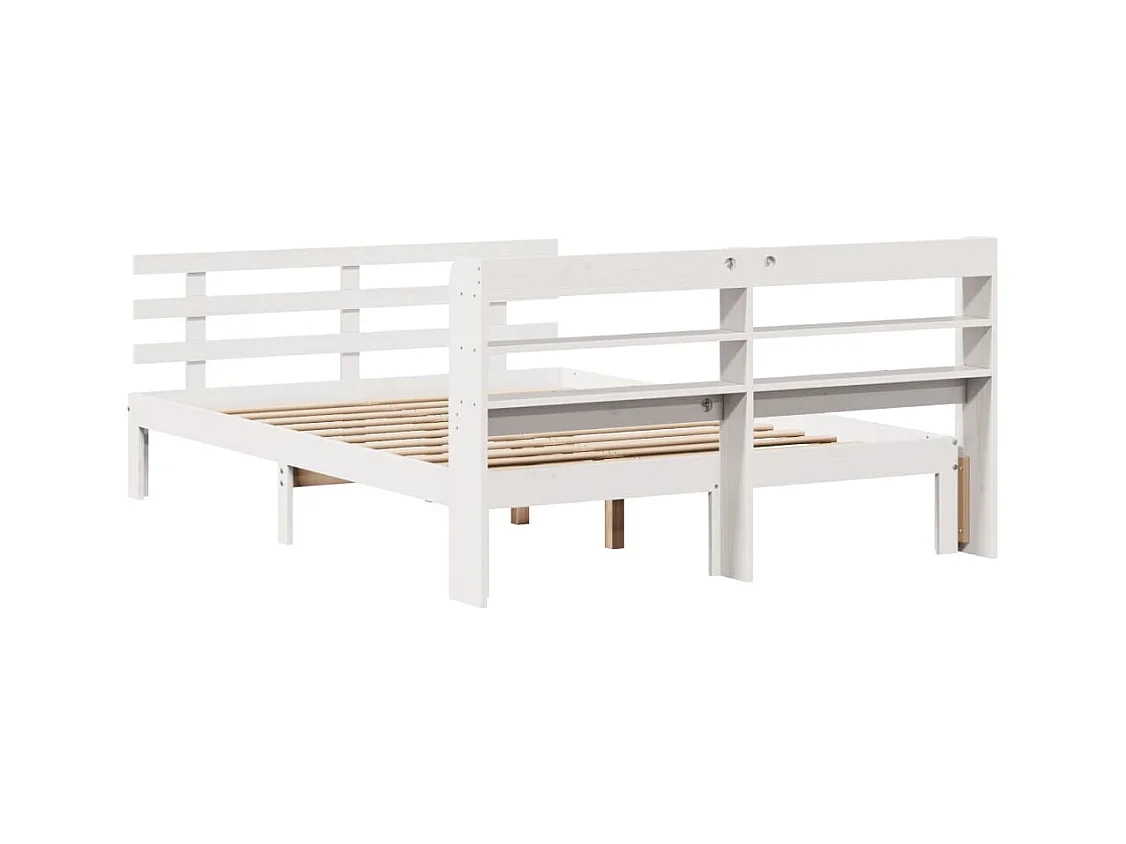 Estructura de cama con cabecero sin colchón blanco 140x190 cm