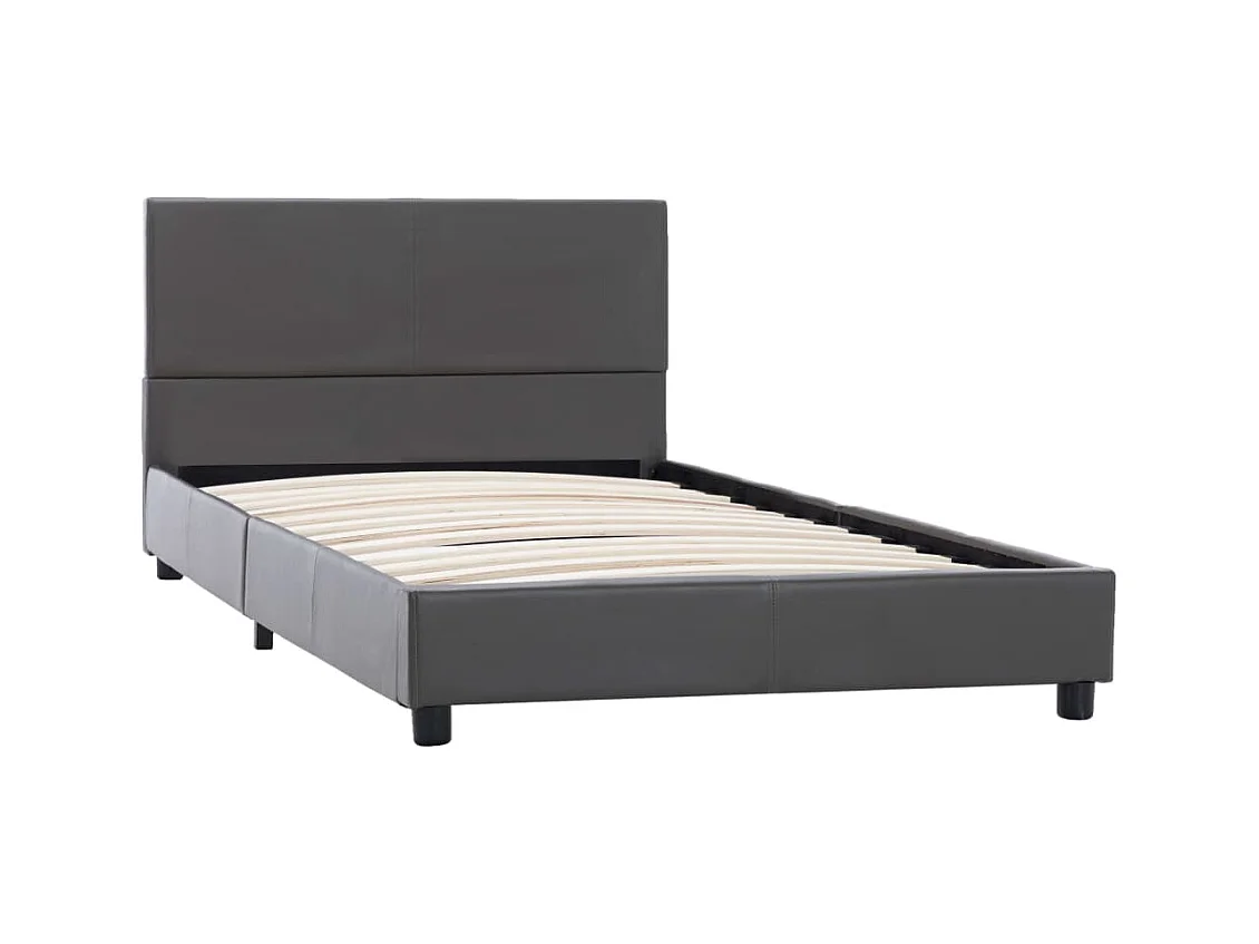 Cadre de lit sans matelas gris similicuir 90x200 cm
