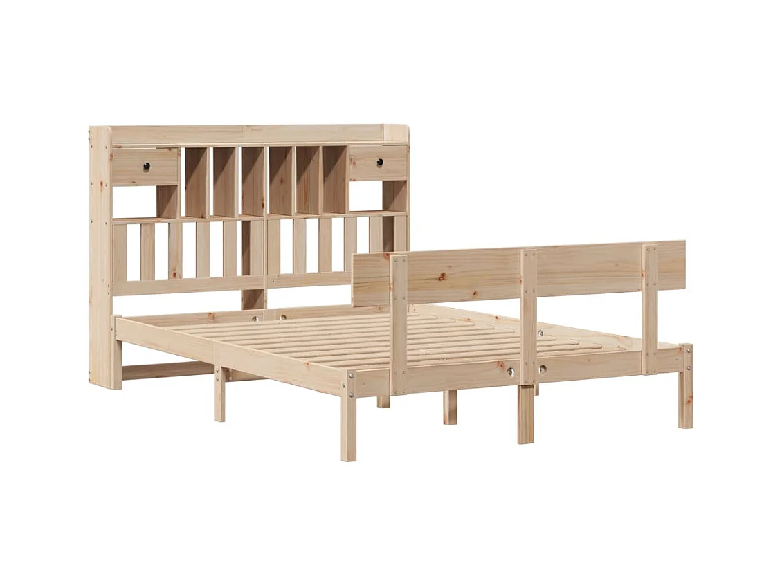Letto a libreria senza materasso 140x200 cm in legno massello di pino