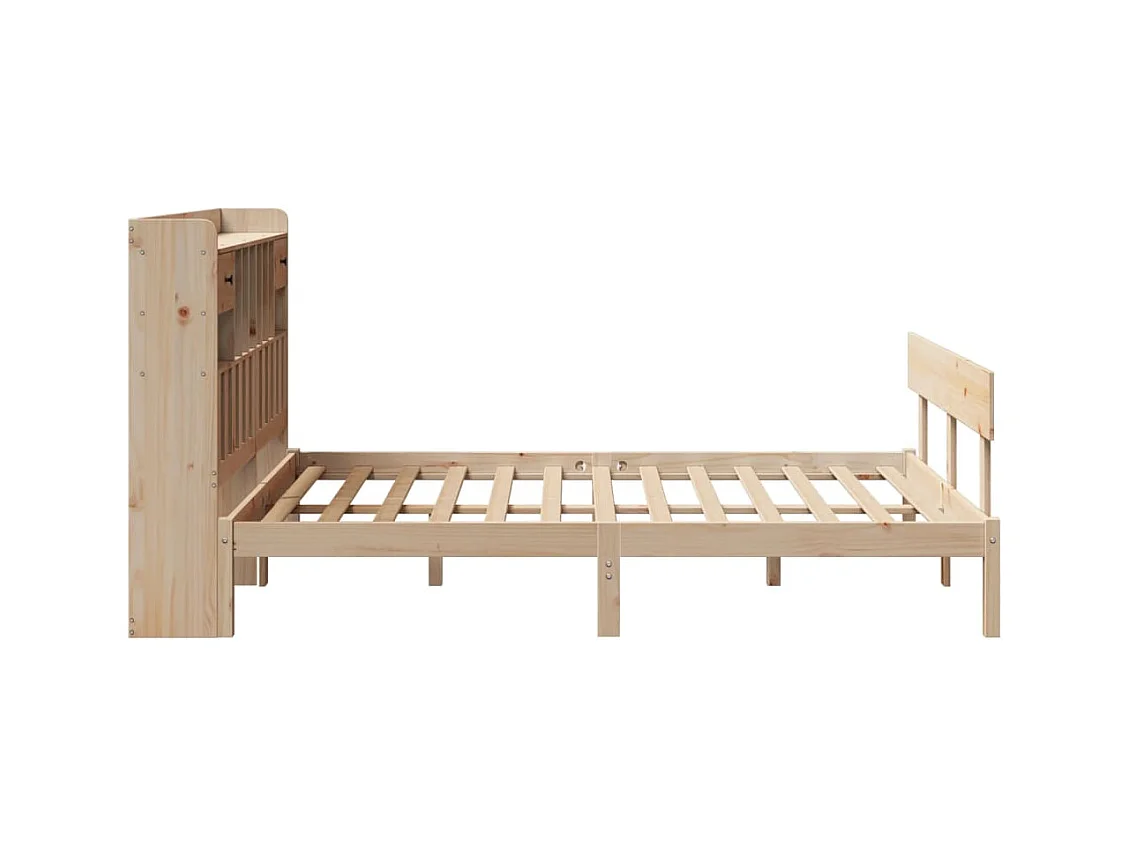 Letto a libreria senza materasso 140x200 cm in legno massello di pino