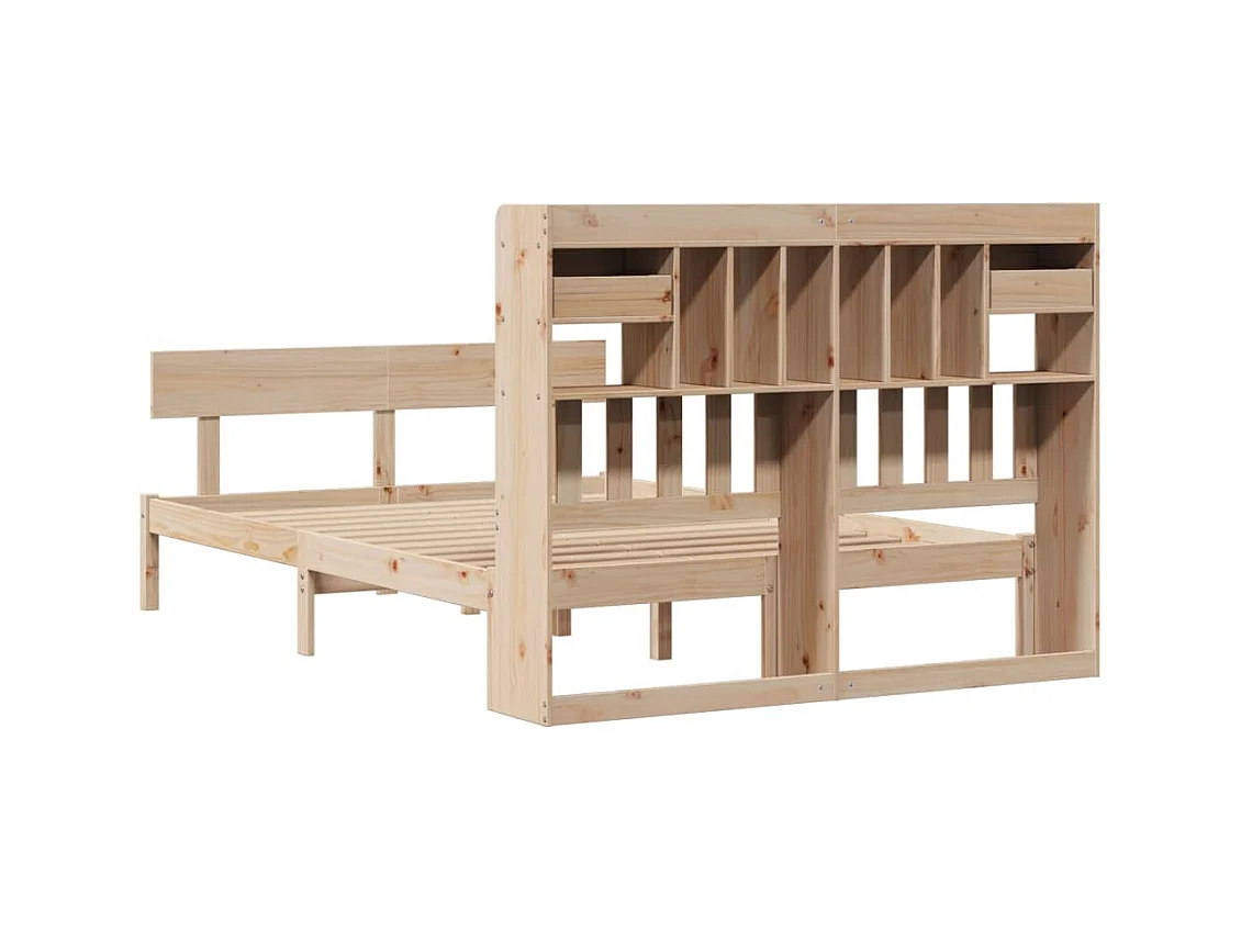 Letto a libreria senza materasso 140x200 cm in legno massello di pino