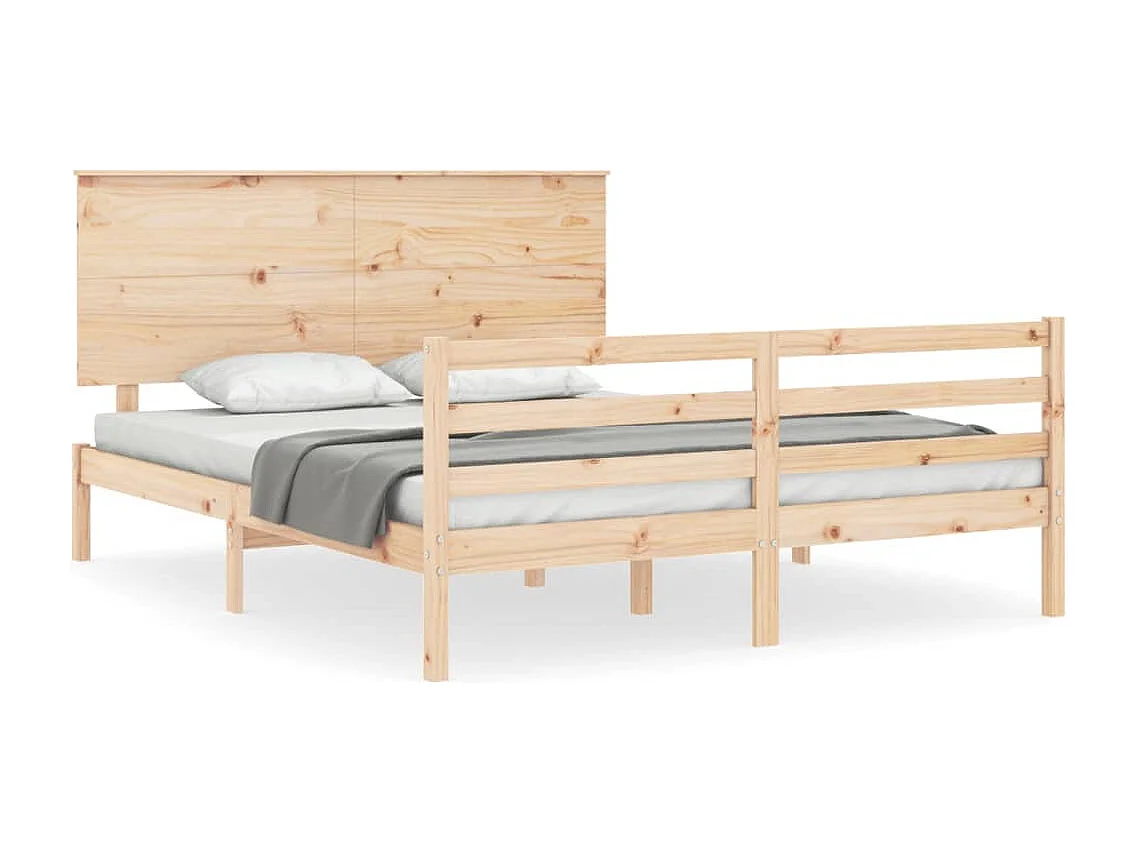 Estructura de cama de madera maciza sin colchón