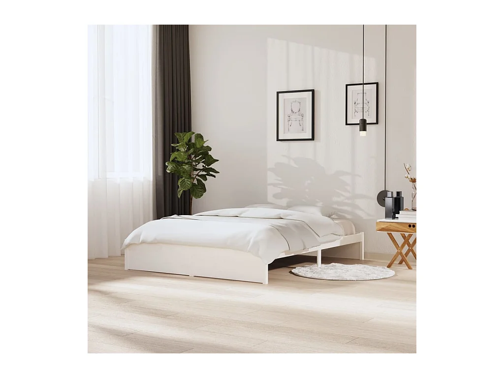 Bedframe zonder matras wit massief hout 160x200 cm