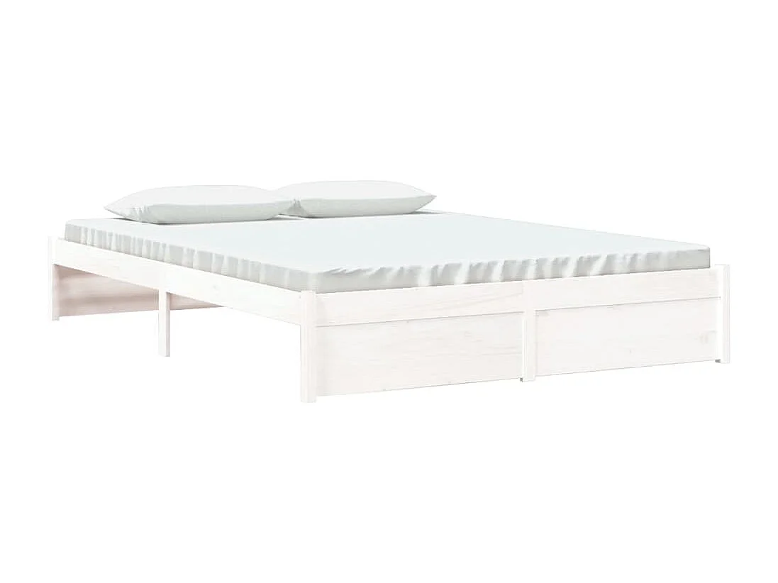 Cadre de lit sans matelas blanc bois massif 160x200 cm