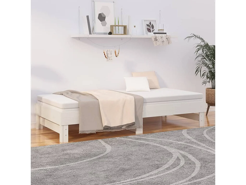 Lit coulissant sans matelas blanc 2x(90x200) cm