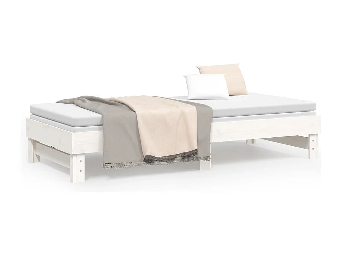 Lit coulissant sans matelas blanc 2x(90x200) cm
