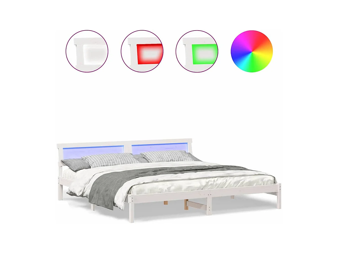 Wit bedframe 180 x 200 cm Massief grenenhout