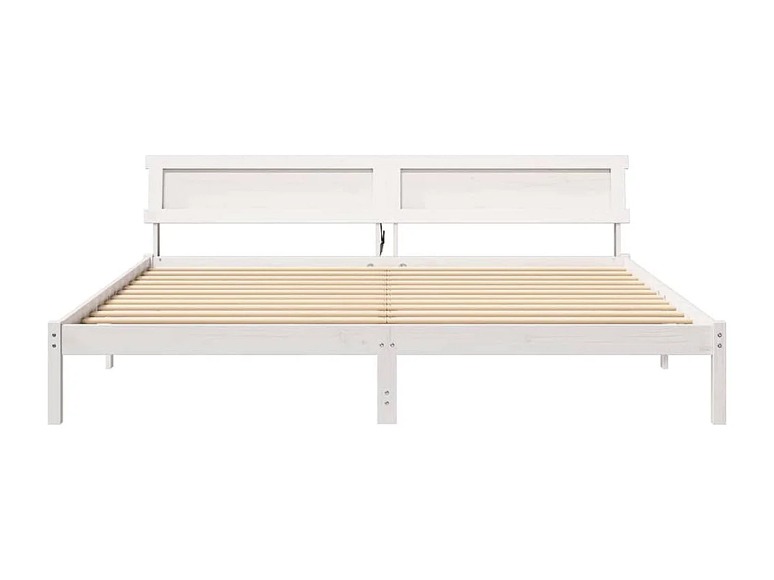 Wit bedframe 180 x 200 cm Massief grenenhout