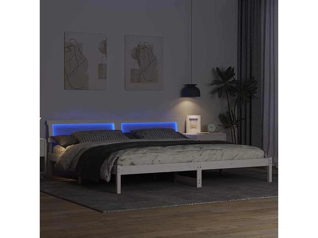 Cadre de lit Blanc 180 x 200 cm Bois massif en pin