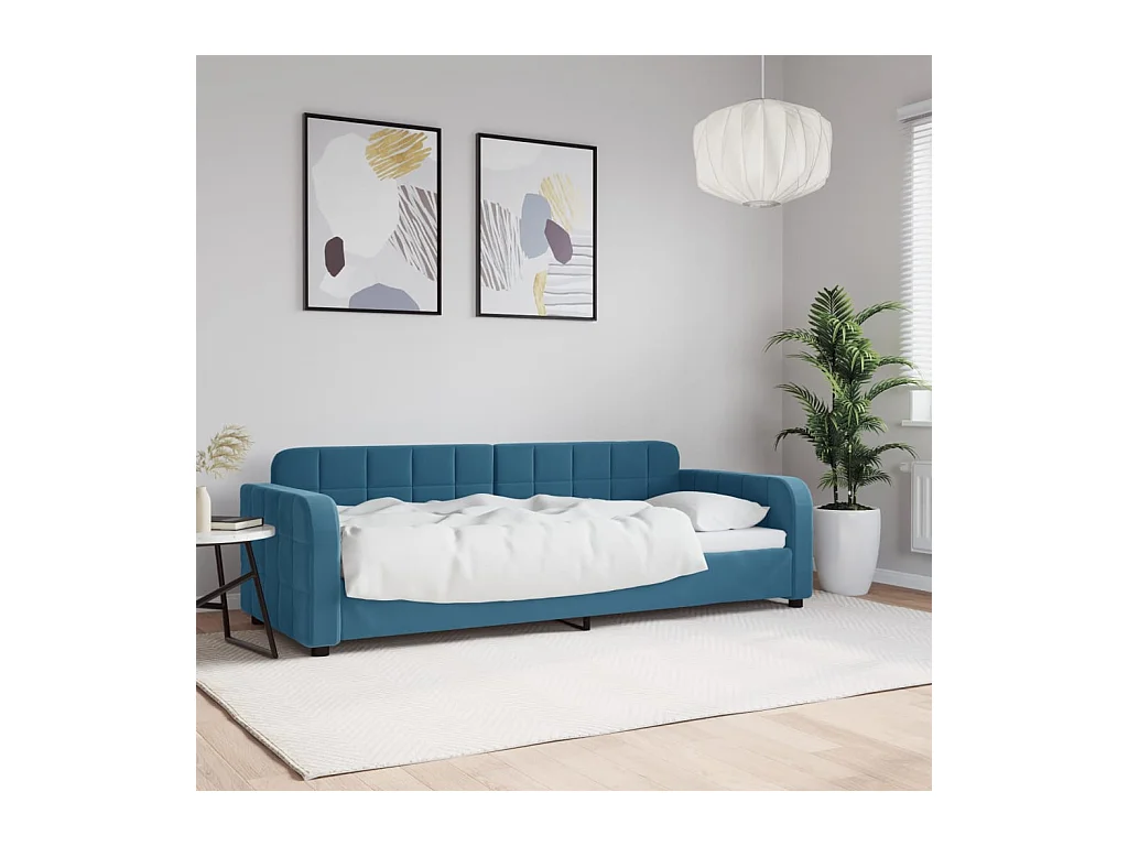 Divano letto senza materasso blu 80x200 cm velluto