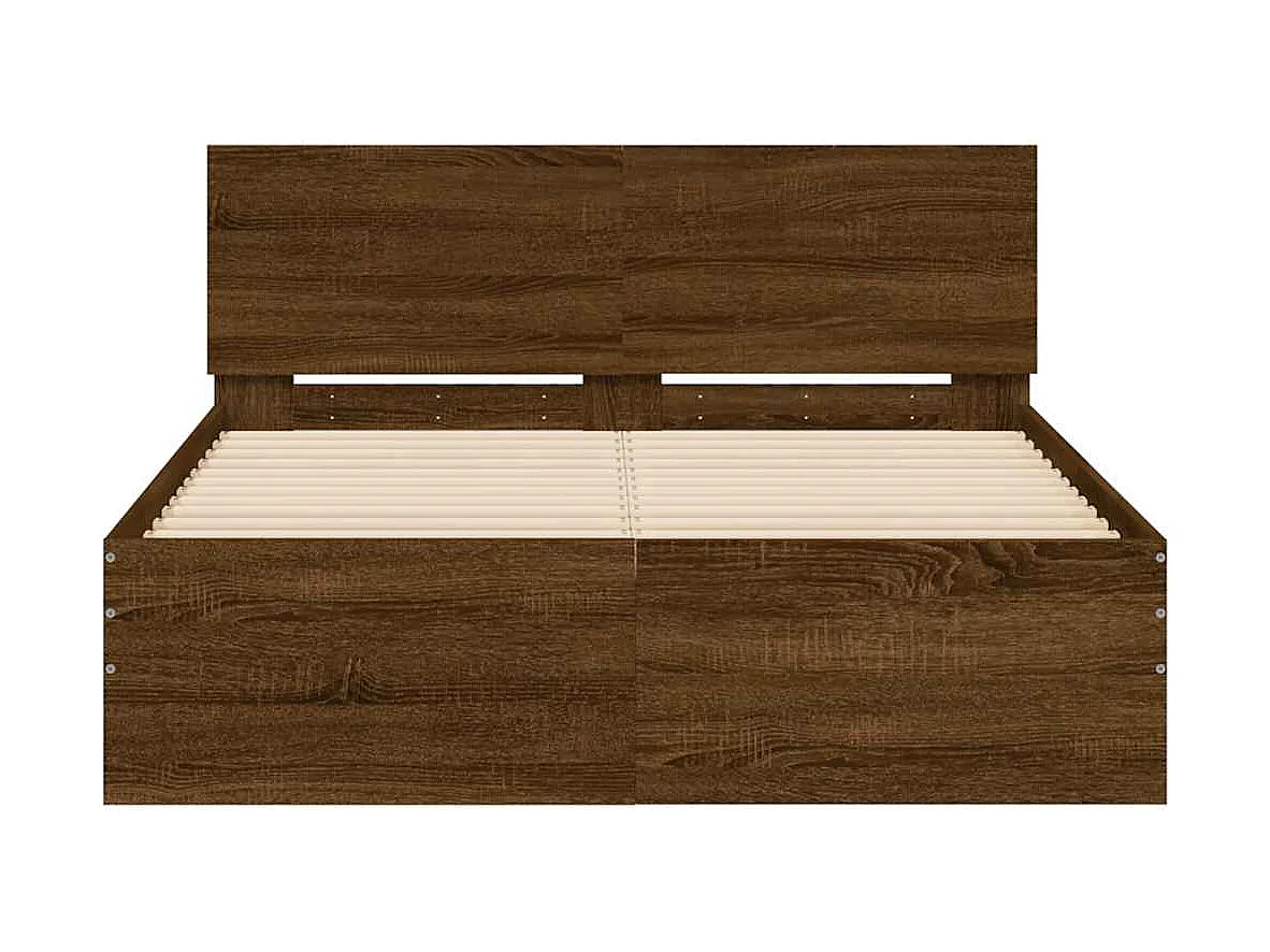 Struttura letto con testiera e LED rovere marrone 140x190 cm