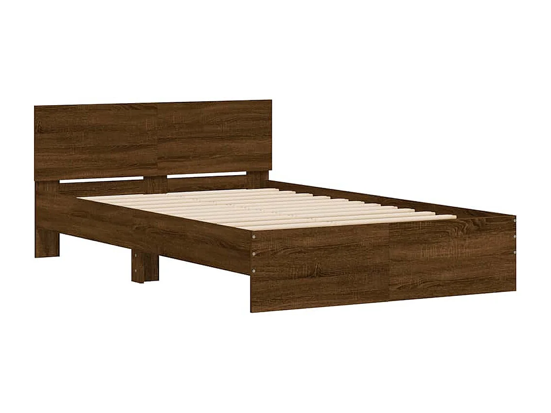 Struttura letto con testiera e LED rovere marrone 140x190 cm