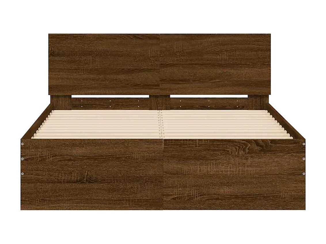 Struttura letto con testiera e LED rovere marrone 140x190 cm