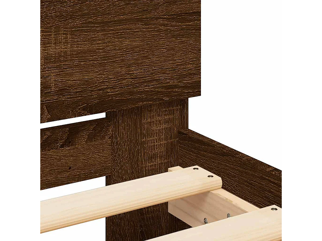 Struttura letto con testiera e LED rovere marrone 140x190 cm