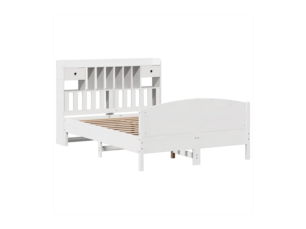 Bibliotheekbed zonder matras wit 140x190 cm massief grenenhout