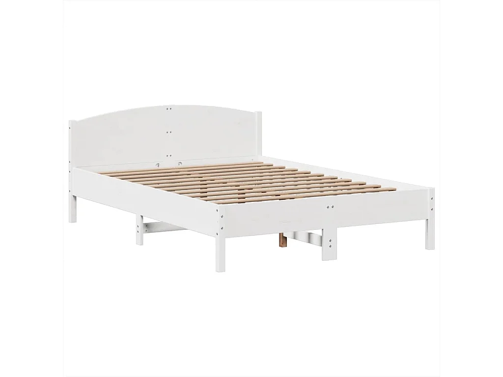 Bibliotheekbed zonder matras wit 140x190 cm massief grenenhout