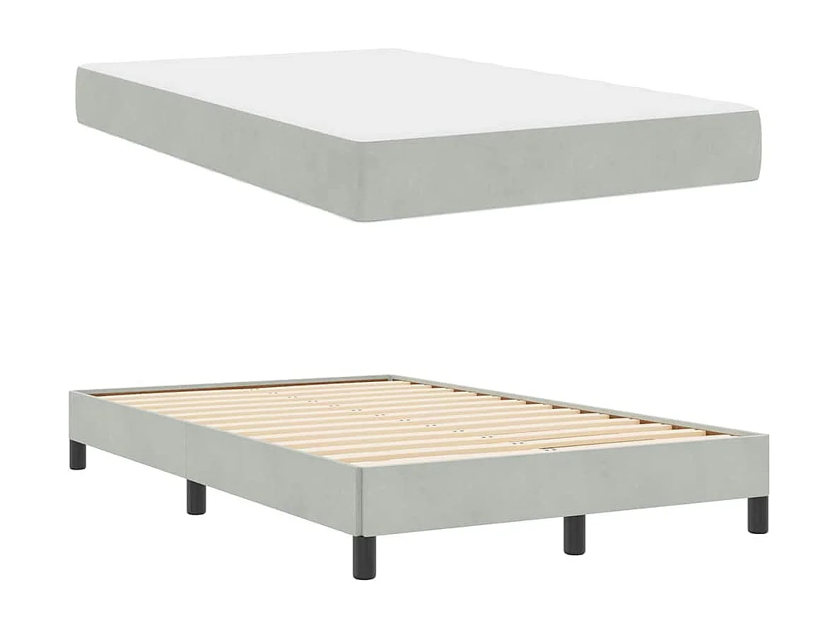 Lit boxspring avec matelas Gris clair 120 x 200 cm Velours