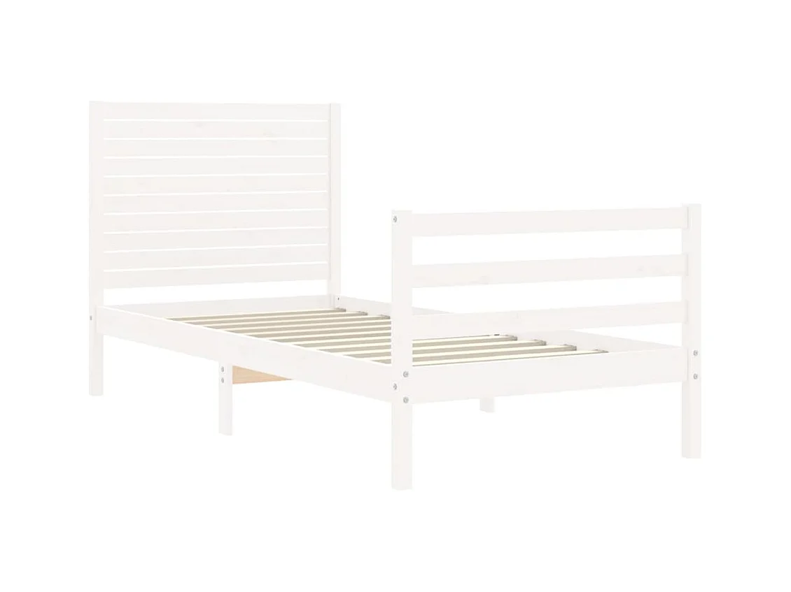 Cadre de lit sans matelas blanc bois massif