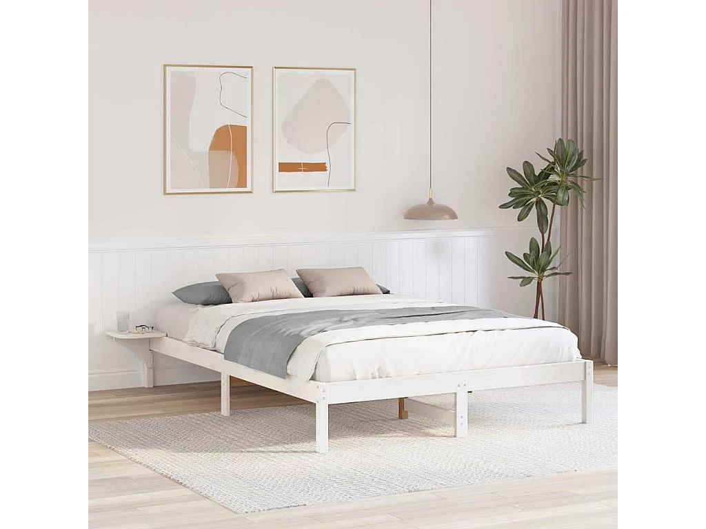 Estructura de cama con mesitas de noche Blanco 160 x 200 cm Blanco