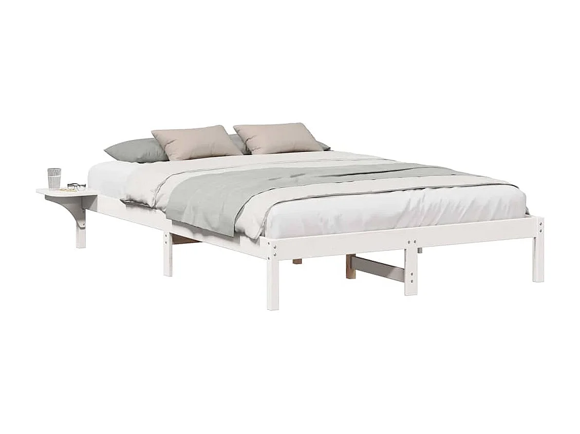 Estructura de cama con mesitas de noche Blanco 160 x 200 cm Blanco