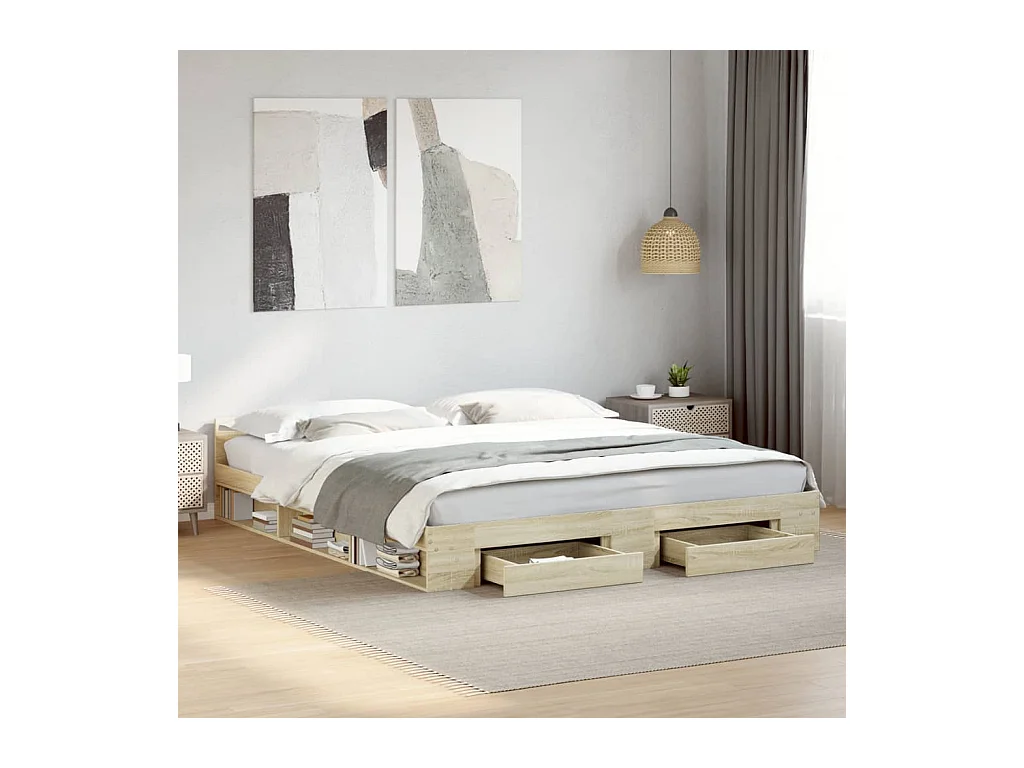 Bettgestell mit Schubladen ohne Matratze Sonoma Eiche 180x200 cm