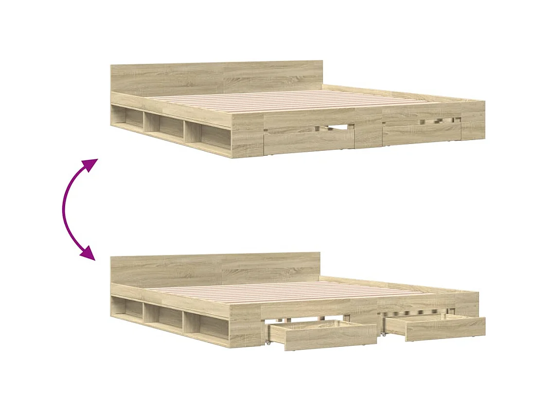 Bettgestell mit Schubladen ohne Matratze Sonoma Eiche 180x200 cm