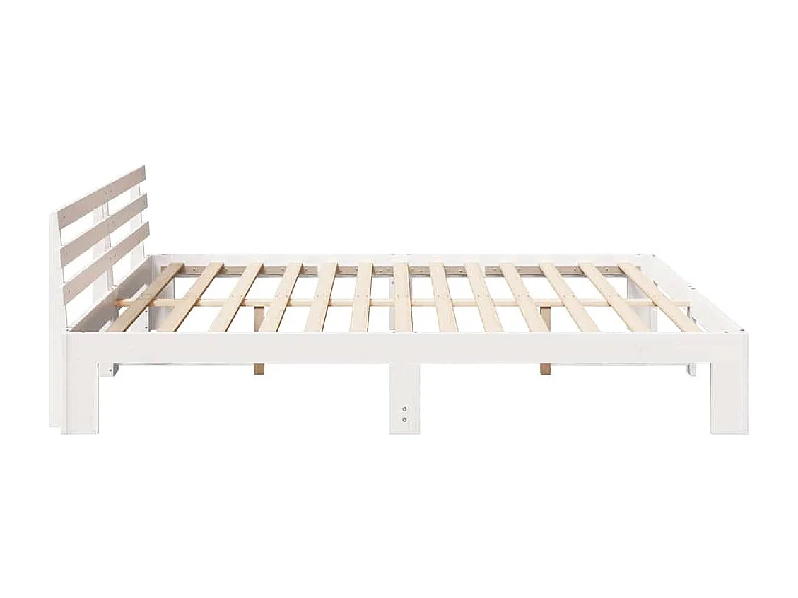 Estructura de cama blanca de 200 x 200 cm de madera maciza de pino