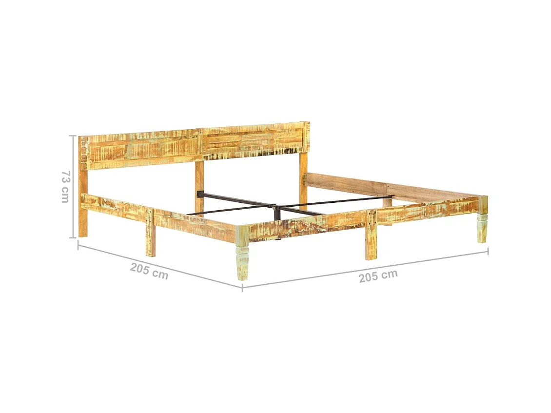 Struttura letto senza materasso in legno massello di recupero 200x200cm