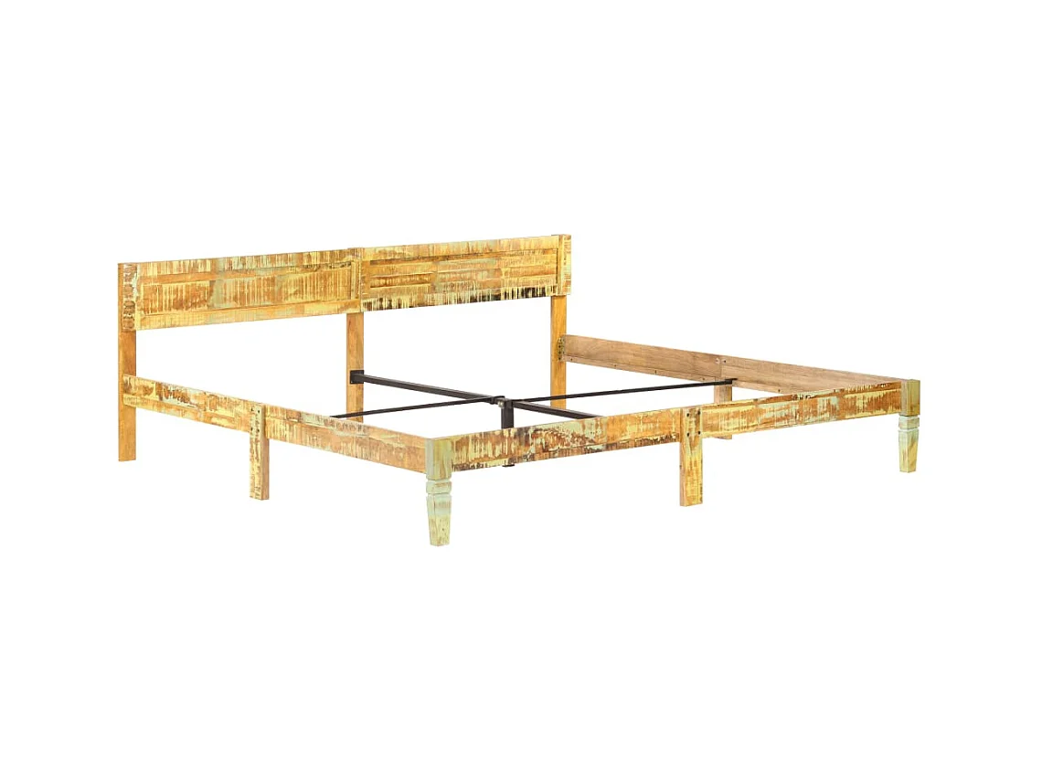 Struttura letto senza materasso in legno massello di recupero 200x200cm