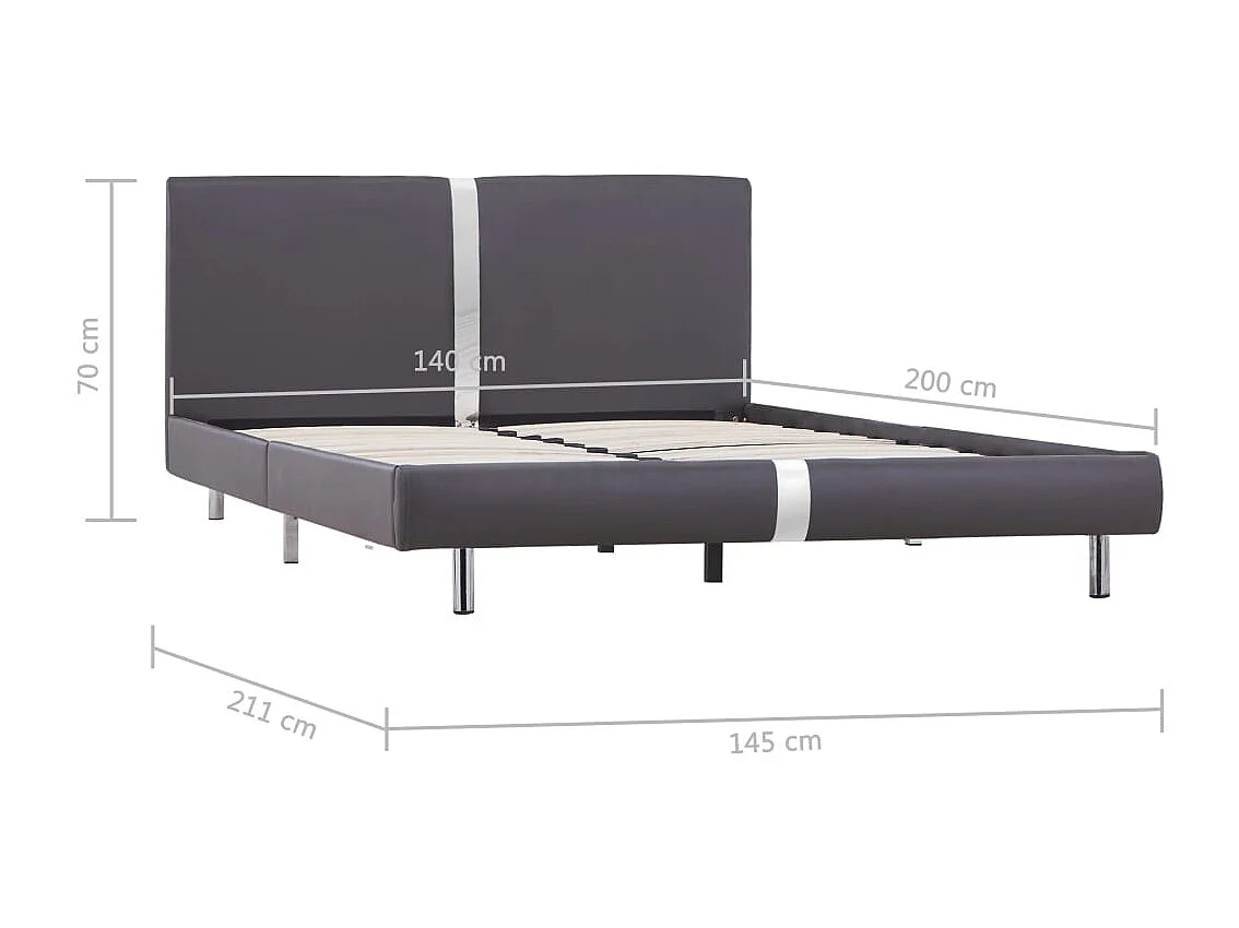 Cadre de lit sans matelas gris similicuir 140x200 cm