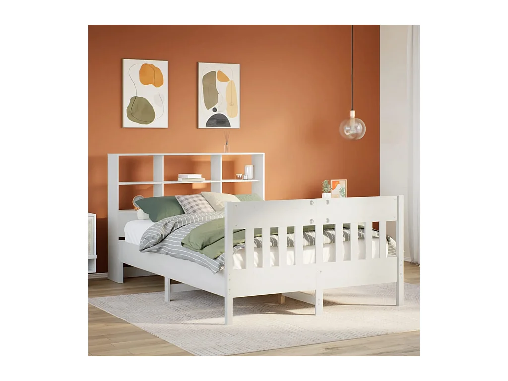 Cadre de lit sans matelas blanc 120x190 cm bois de pin massif