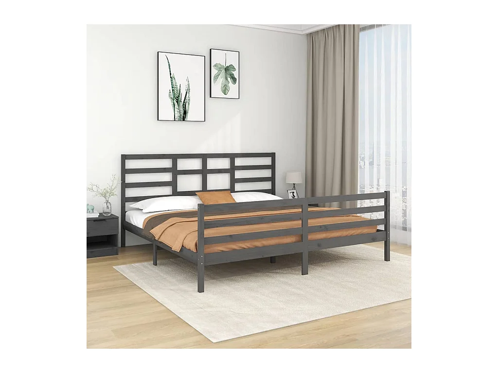 Bettgestell ohne Matratze Massivholz grau 200x200 cm