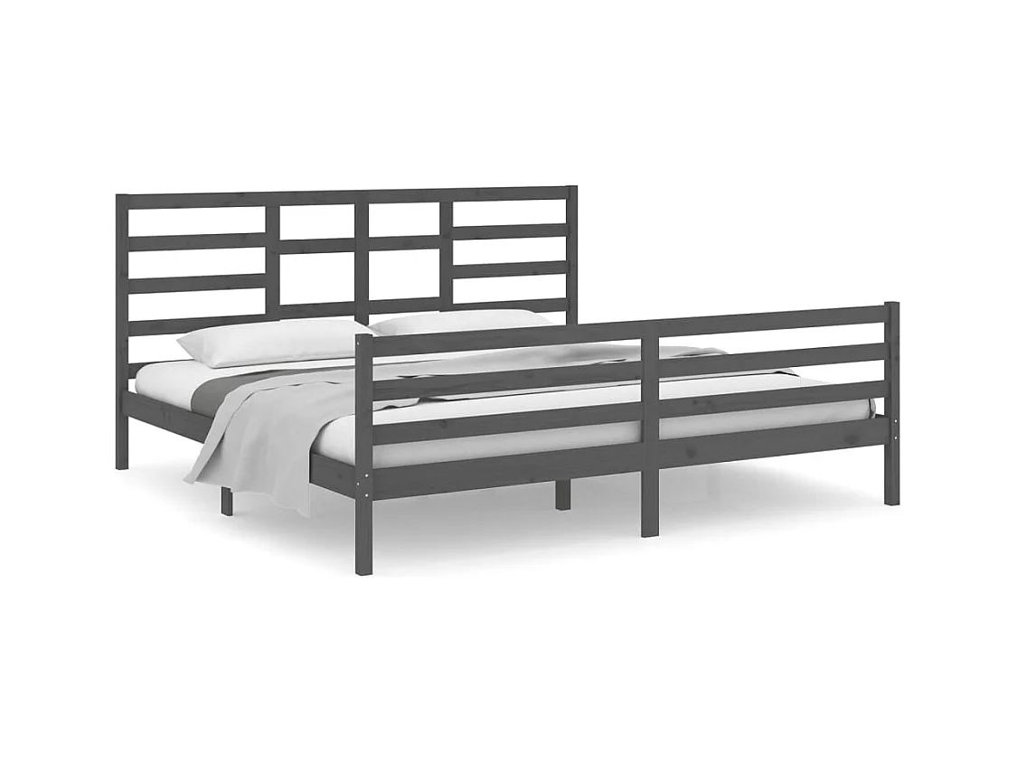 Bettgestell ohne Matratze Massivholz grau 200x200 cm