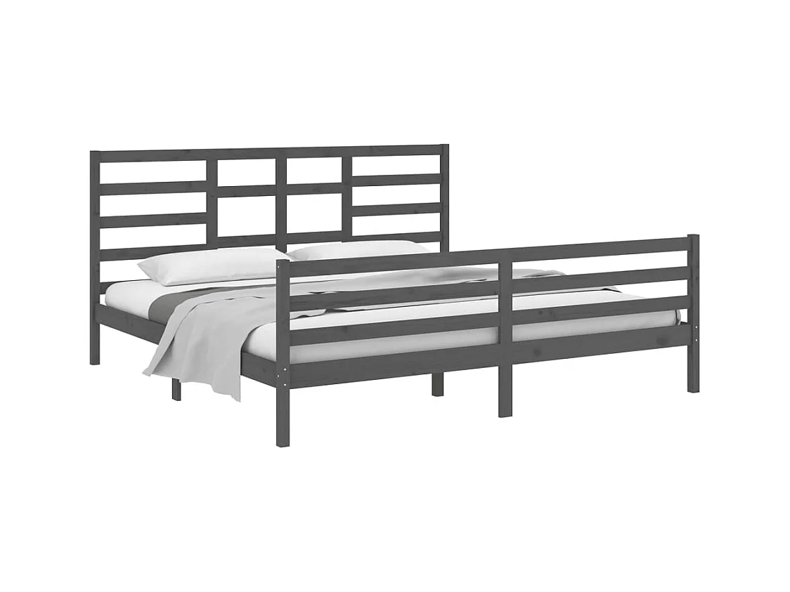 Bettgestell ohne Matratze Massivholz grau 200x200 cm