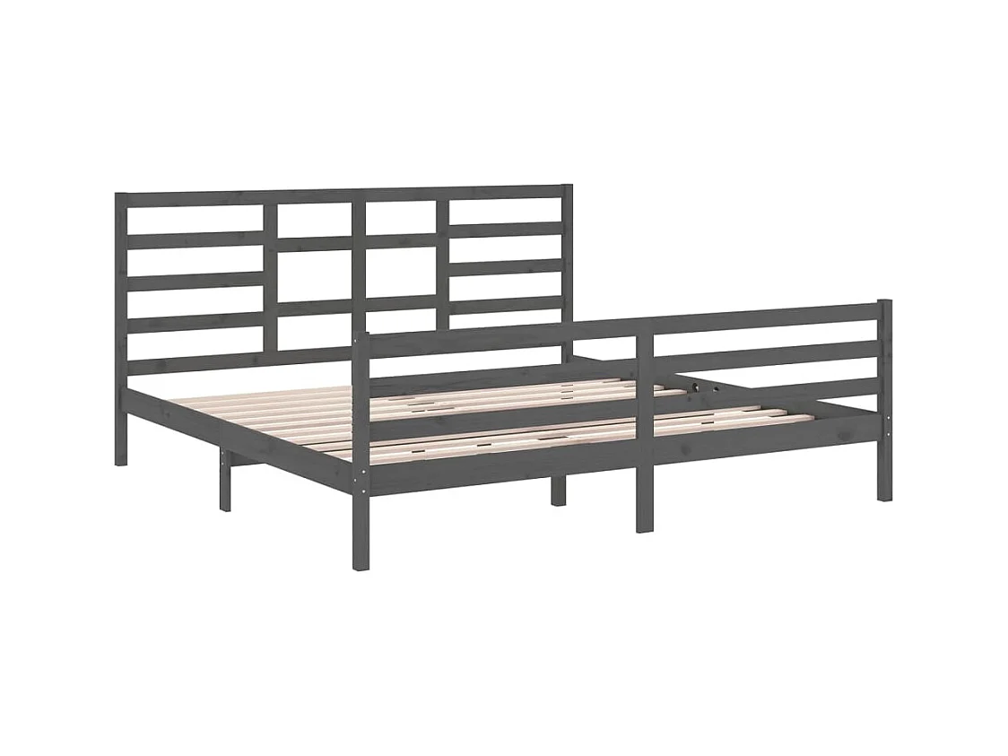 Bettgestell ohne Matratze Massivholz grau 200x200 cm