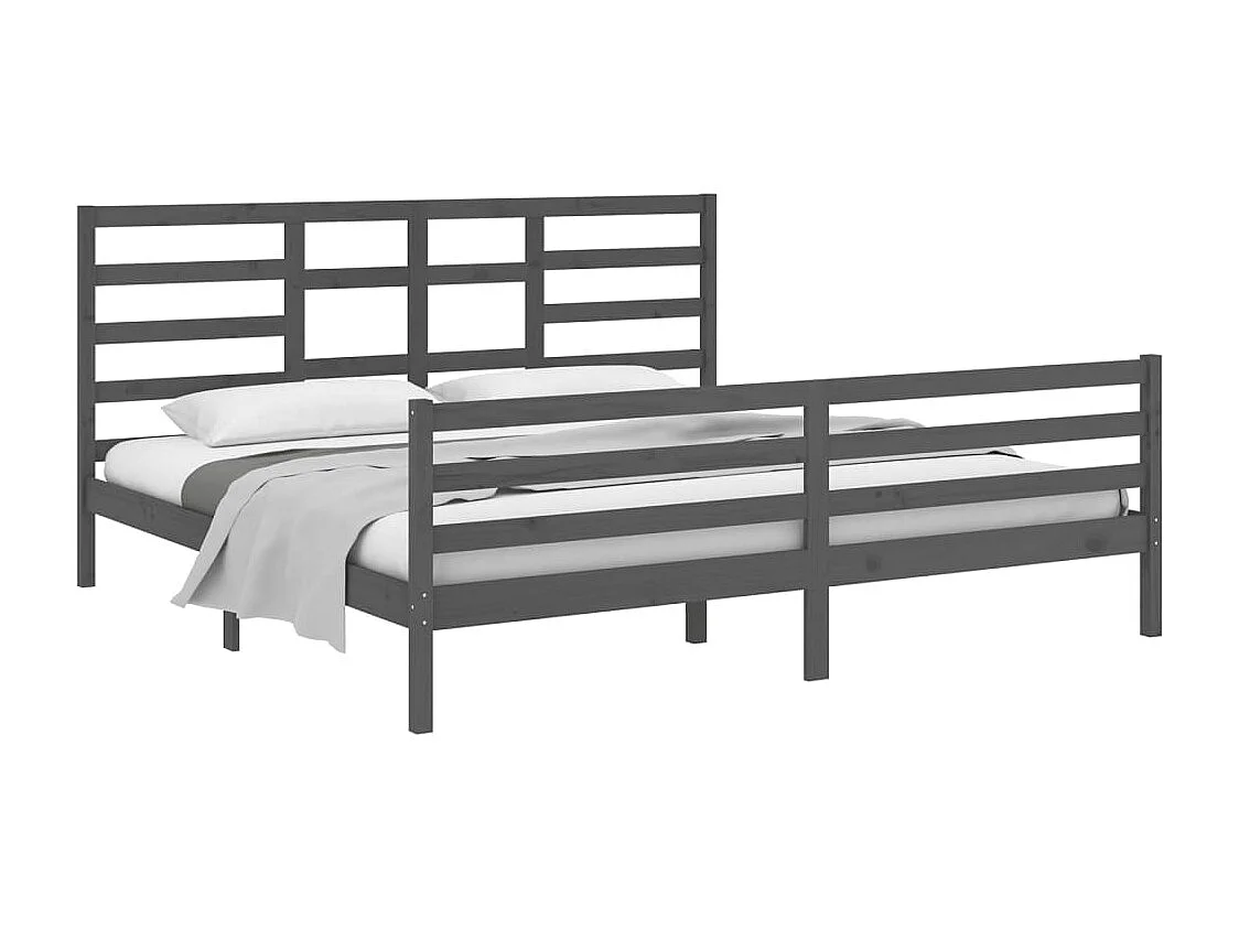 Cadre de lit sans matelas bois massif gris 200x200 cm