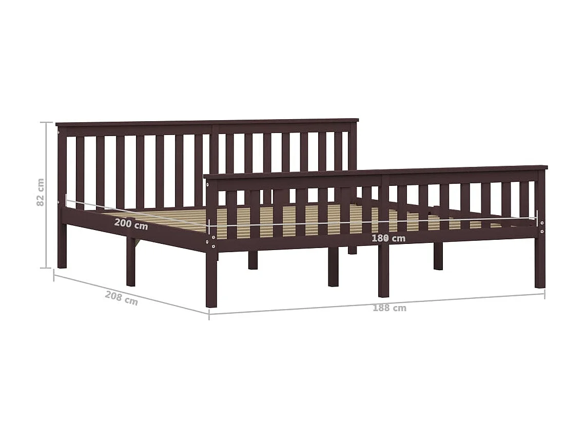 Cadre de lit sans matelas marron foncé pin massif 180x200 cm